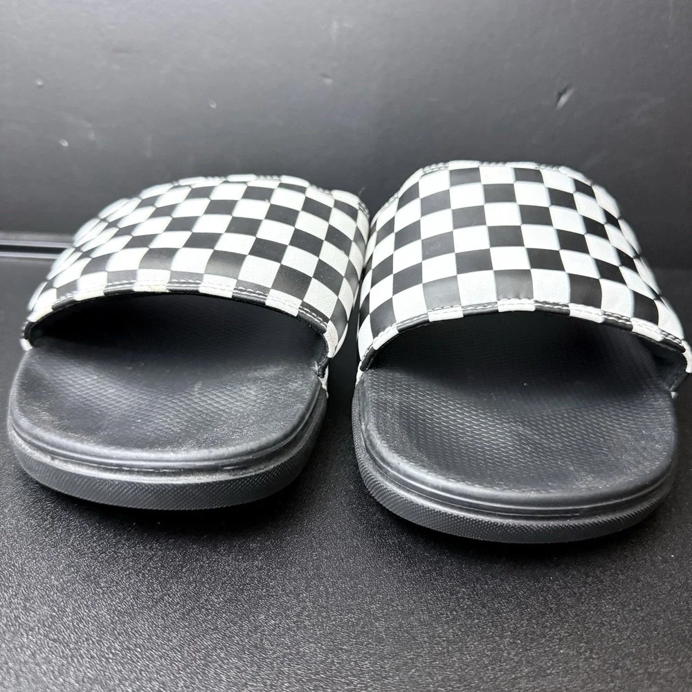 Vans Slides Flip Flops Men's Size 13 La Costa Black White Checkerboard